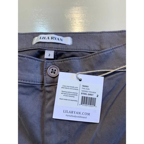 Lila Ryan Womens Tapered Trouser Steel Grey Cotton Blend Size 2 - Picture 5 of 11